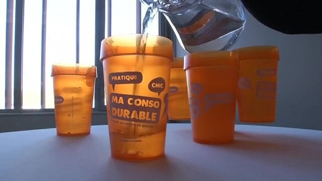 Gobelets réutilisables Ma Conso Durable remplis lors du reportage de France 3 Champagne-Ardenne