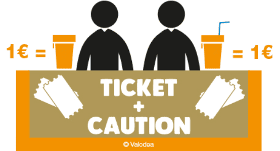 Stand tickets : les tickets et la caution des gobelets sont gérés au même stand